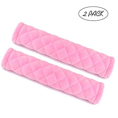 Amooca Soft Automotive Seat Belt Cover Seatbelt Shoulder Pad Neck Protector Cushions Universal Fit SUV Trucks Backpack 2 PCS Pink 10.2in - color: Pink, size: 10.2in-2pc