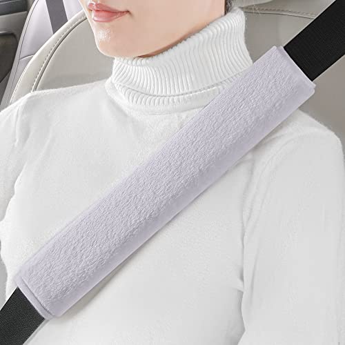 LACDL Extra Long Seatbelt Cover Super Soft Furry for Adults Kids Women & Men, Thick Plush Full Car Seat Belt Strap Cushion, Fluffy Shoulder Pad Protector, Auto Interior Accessories, Grey, 13in, 2pcs - color: Gray, size: 13in - 2pcs