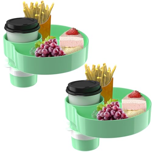 [2 Packs] Kids Car Seat Tray, Travel Tray with Cup Holder for Toddler Baby, Kids Car Seat Food Snack Organizer for Road Trip, Stroller snack Organizer Travel Must Haves (Light Green) - color: Light Green, size: 2 Pack