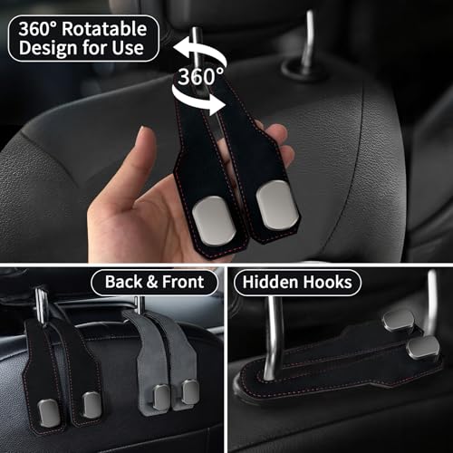 Car Seat Headrest Hooks for Purses and Bags, 2 Pack Bag Purse Holder for Car With Double Metal Hooks, Car Purse Hanger, Headrest Back Seat Handbags Hook Cute Hanging Accessories, Black - color: Black 2pcs