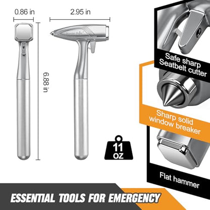 Car Window Breaker, Automotive Safety Hammer With Seatbelt Cutter, 3-in-1 Emergecy Escape Tool Car Metal Window Breaker Seatbelt Cutter, Aluminium Alloy Glass Breaker Hammer(Sliver 2Pack) - color: Sliver, size: 2 Pack