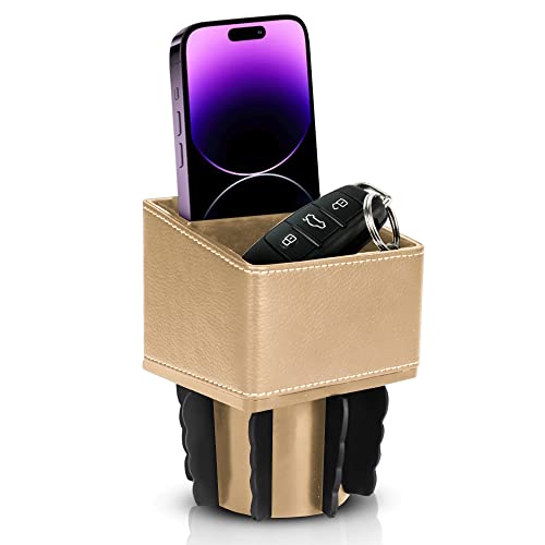 Superior Essentials Car Phone Mount & Key Storage Expander - Universal Size Phone Holder for Car - Elegant Design with Easy Installation - Effortless Charging - color: Tan