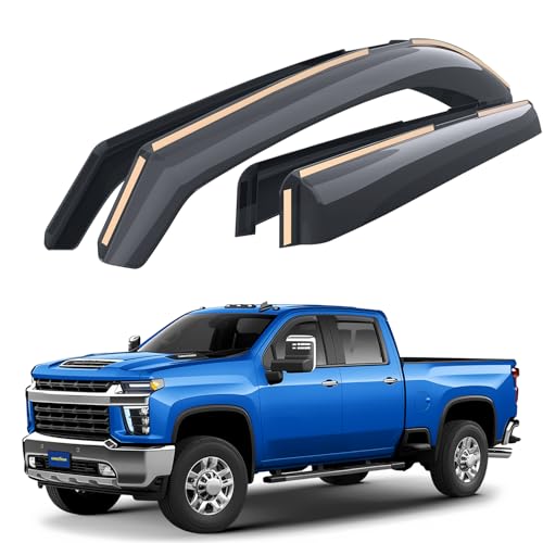 Goodyear Shatterproof in-Channel Window Deflectors for Chevy Silverado/Sierra 2500HD/3500HD 2020-2026 Crew Cab, Rain Guards, Window Visors for Cars, Vent Deflector, Car Accessories, 4 pcs - GY007746 - color: For Silverado 2500/3500 20-26