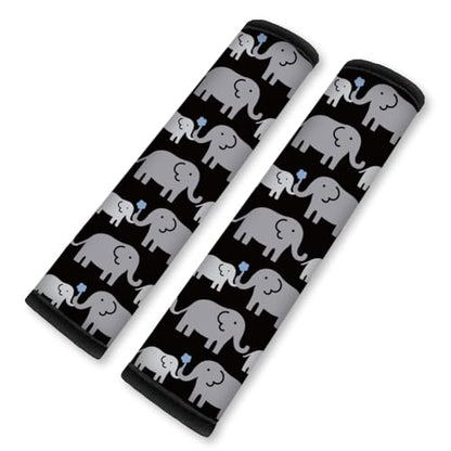2Pcs Soft Auto Seat Belt Cover Pad Cartoon Elephants Animal Colorful Car Seatbelt Shoulder Cushion for Comfortable Driving, Compatible with All Cars' Seatbelt and Backpack Straps - color: Elephant