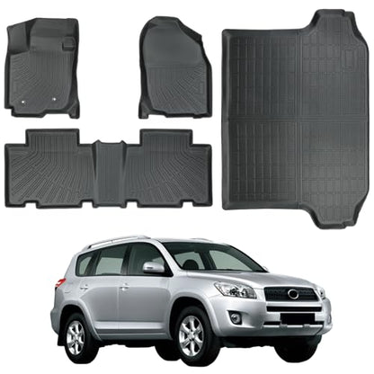 Custom Fit TPE Floor Mats for 2006-2013 Toyota RAV4 Gasoline – All-Weather Heavy Duty Carpet, Waterproof, Non-Slip, Durable & Easy to Clean Interior Accessories, with Trunk Mat - size: 2006-2013 RAV4 Floor Mat