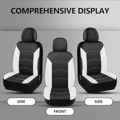 HChengkikz Car Seat Covers Front Seat, Waterproof Neoprene Car Seat Covers, Airbag Compatible, Universal Automotive Seat Covers for Most Cars, SUVs, Trucks (Black + White) - color: Black White, size: Two Front