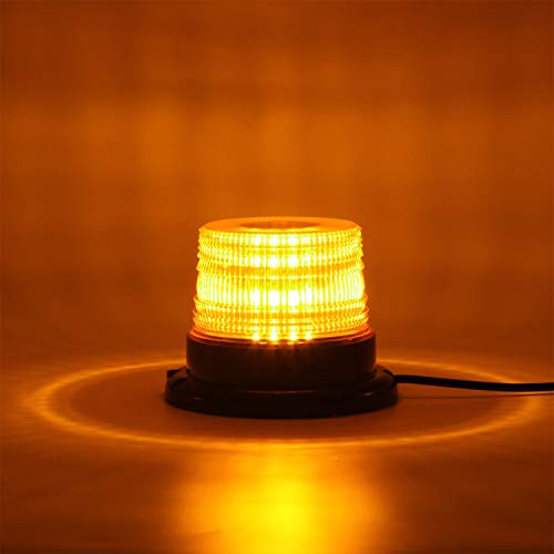 LED Strobe Light, 12V-24V Amber 40 LED Warning Safety Flashing Beacon Lights with Magnetic and 16 ft Straight Cord for Vehicle Forklift Truck Tractor Golf Carts UTV Car Bus