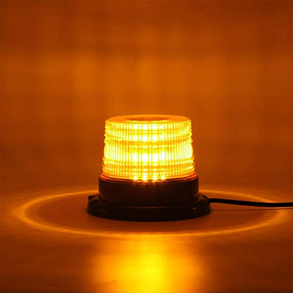 LED Strobe Light, 12V-24V Amber 40 LED Warning Safety Flashing Beacon Lights with Magnetic and 16 ft Straight Cord for Vehicle Forklift Truck Tractor Golf Carts UTV Car Bus