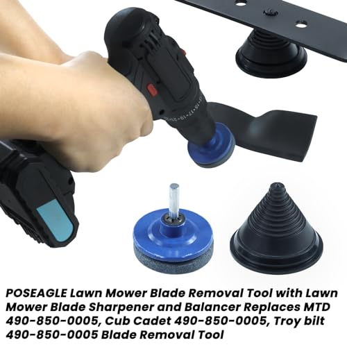 Riding Lawn Mower Blade Removal Tool with Lawn Mower Blade Sharpener and Balancer Replaces MTD 490-850-0005 Blade Removal Tool Cub Cadet 490-850-0005 Lawn Mower Blade Holder Removal Tool - color: A03 1xLawn Mower Blade Removal Tool Kit