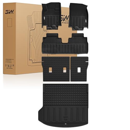 3W Floor Mats & Seat Back Mats & Cargo Liner for Chevrolet Chevy Equinox EV (Not Fit Gasoline) 2024-2025 2026, All Weather TPE Custom Fit Full Set Car Floor Mats, Black - size: Chevy Equinox EV 2024-2025 Full Set