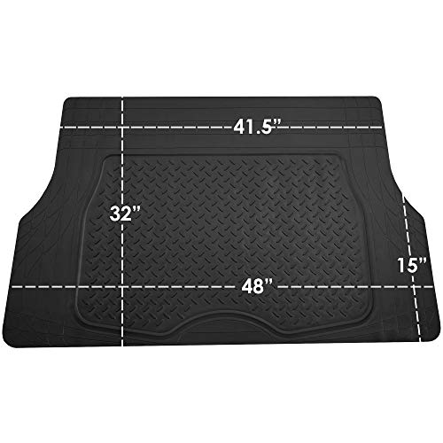 FH Group Premium Liners Tall Channel Trimmable All Weather Rubber Full Set Car Floor Mats (Gray) w. Trimmable All-Season Cargo Liner (Black) - Universal Fit for Cars Trucks and SUVs - color: Gray, style: With Cargo Mats