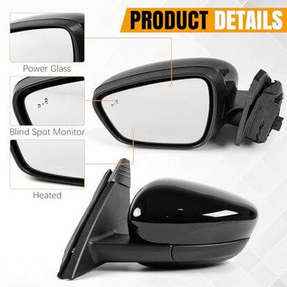 Left Side Mirror Replacement Compatible with Ford Escape 2020 2021 2022 2023 Power Adjustable Heated with Blind Spot Rear View Mirror Driver Side 7Pins