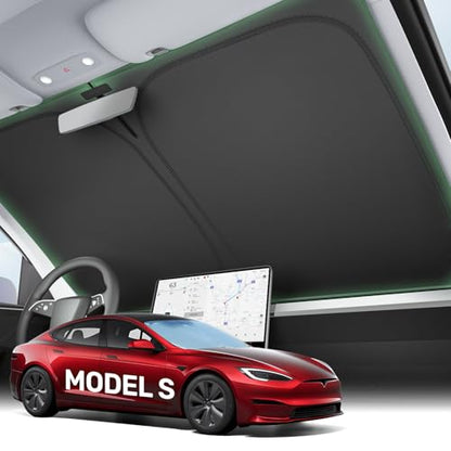 2025 Upgraded Zanch Car Front Windshield Sun Shade- Ultimate UV Protection & Heat Reduction|OEM Design|Innovative No Light Leakage Technology|4-Layer Protection|Fit for Tesla Model S (2016-2025) - size: Model S (2016-2025)