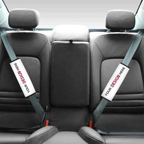 Custom Car Seat Belt Cover Universal Fit Personalized Car Seat Belt Cover Pad with Your Photo Text Logo DIY Shoulder Strap 2 Piece Sedan SUV Truck Van Interior Accessories - color: Custom