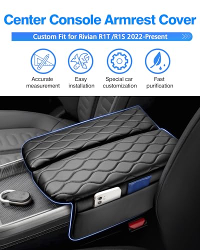 Autorder Center Console Cover for 2022-2025 2026 Rivian R1T/R1S Accessories Armrest Cover Anti-Scratch Middle Console Pad Leather Armrest Protector - size: 2022-2026 Rivian R1T/R1S