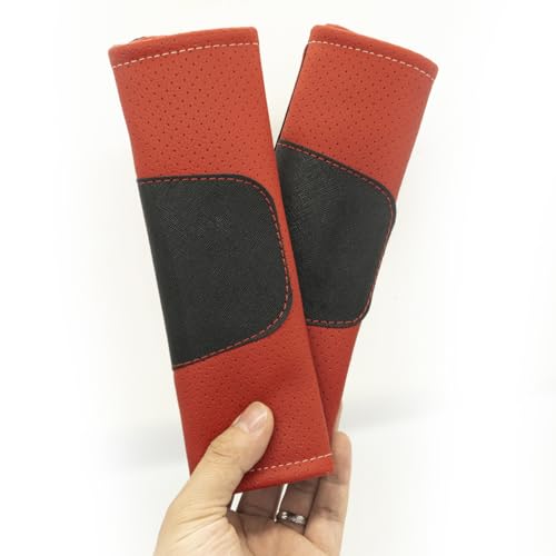Set of Soft Auto Seat Belt Cover Seatbelt Shoulder Pad 2 PCS for a More Comfortable Driving Compatible with All Cars Red - color: Red