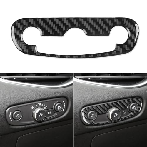 Black Carbon Fiber Compatible with Chevrolet/Chevy Malibu 2016 2017 2018 2019 2020 2021 2022 2023 2024 2025 Accessories Car Headlight Dimmer Dome Lamp Switch Cover Interior Trim Decal -A - color: Headlight Switch -a