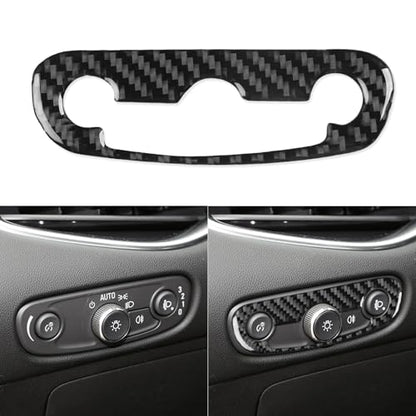 Black Carbon Fiber Compatible with Chevrolet/Chevy Malibu 2016 2017 2018 2019 2020 2021 2022 2023 2024 2025 Accessories Car Headlight Dimmer Dome Lamp Switch Cover Interior Trim Decal -A - color: Headlight Switch -a