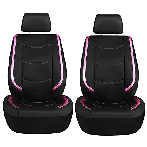 FH Group Full Set Faux Leather Car Seat Covers - Universal Fit, Low Back Front Seat Covers, Airbag Compatible, Split Bench Rear Seat Cover for SUV, Sedan, Pink - color: Pink, style: Seat Covers
