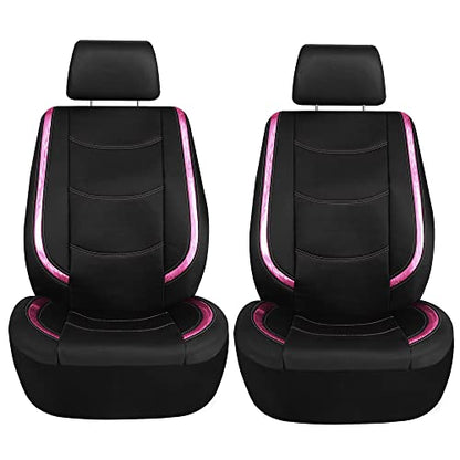FH Group Full Set Faux Leather Car Seat Covers - Universal Fit, Low Back Front Seat Covers, Airbag Compatible, Split Bench Rear Seat Cover for SUV, Sedan, Pink - color: Pink, style: Seat Covers