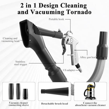 GOCCIDA 2IN1 Car Interior Detailing Air Blow Gun & vacunm Gun with Adjustable Air Flow Nozzle,Cleaning Gun Quickly Blasts Dirt and Dust from Surface Works with Air Compressor(Upgrade Rotate Tube) - color: white