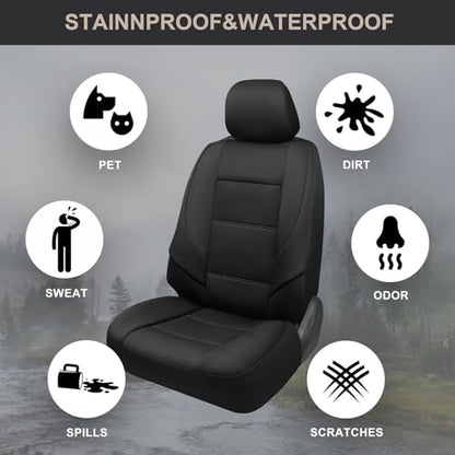 GIANT PANDA Neoprene Full Set Car Seat Covers, Leak-Proof & Waterproof Front&Rear/Back Car Seat Protector Fit 95% Cars Sedans SUV（Black） - color: Black&Black, size: Full Set