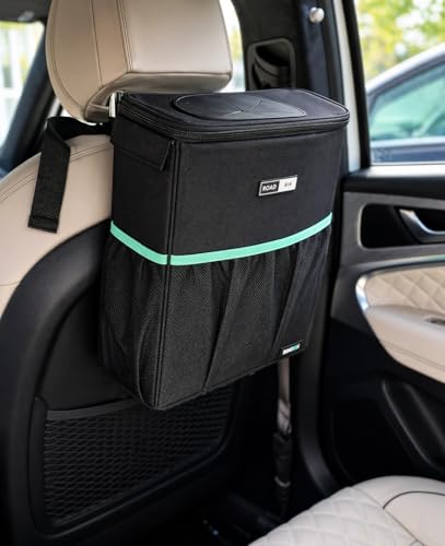 RoadBin™ Car Trash Can – Slim 4" 2.5 Gallon Space-Saving Design, Stays Upright, Leakproof & Odor-Proof Car Garbage Can for Clean, Clutter-Free Cars, Trucks & SUVs