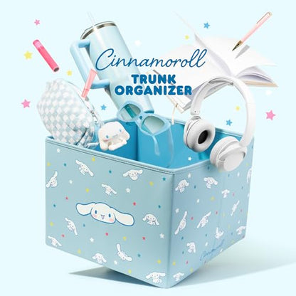 Sanrio Cinnamoroll Car Trunk Organizer, Steering Wheel Cover, Air Freshener & Refill – Cute, Collapsible, Heavy-Duty Storage & Car Accessories for Groceries, Tools, Travel – 12.5"L x 12.5"W x 9"H - style: Pack Cinnamoroll