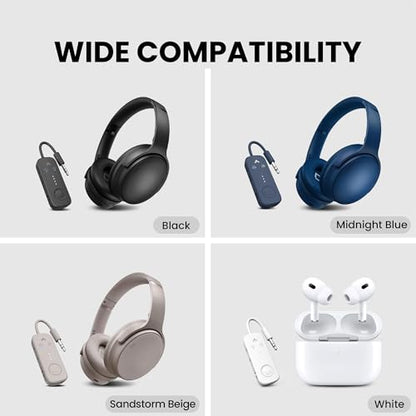 Avantree Relay - Premium Airplane Bluetooth Adapter with Advanced Qualcomm Chipset, 2 Headphones Support, 25hrs Play Time, aptX Adaptive & HD Audio Transmitter for Airpods, Bose & Travel Flight - color: 1-Black