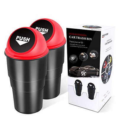 Car Trash Can Bin with Lid, Mini Garbage Cans for Back seat Leakproof Vehicle Automotive Cup Holder Car trashcan, Small Trash Bin for Automotive Office Home Kitchen (Red002) - color: Red