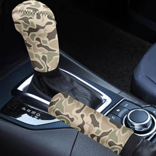 Handbrake and Gear Shift Knob Cover 2 Piece Automobile Hand Brake Cover Car Interior Accessories - color: Duck Camo-B