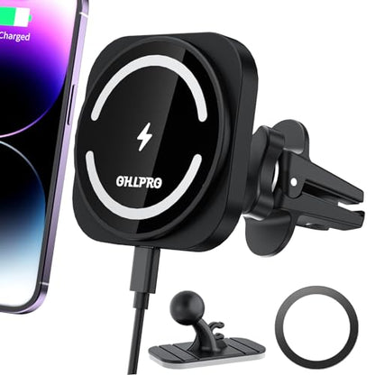 OHLPRO for Magsafe Car Charger for Women Men, Magnetic Wireless Car Mount for iPhone 17 Pro Max, 16/15 Series, 15W Fast Charging Phone Holder Vent and Dashboard - style: Black
