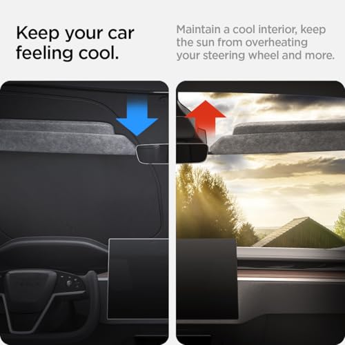 Spigen Windshield Sunshade for All Tesla Model X (2015 to Current) Triple-Coated Front Sun Shade - size: Model X
