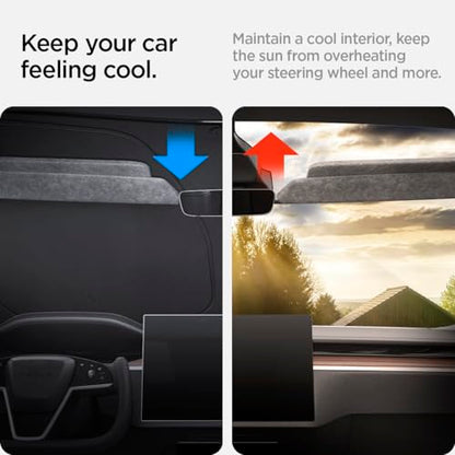 Spigen Windshield Sunshade for All Tesla Model X (2015 to Current) Triple-Coated Front Sun Shade - size: Model X