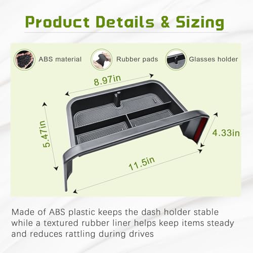 HGWEI Dash Storage Tray Compatible with 2021-2023 Nissan Rogue SL/Platinum Interior Accessories Center Console Dashboard Organizer Mount Holder Storage Tray Behind Screen (ONLY for 9 Inch), Black