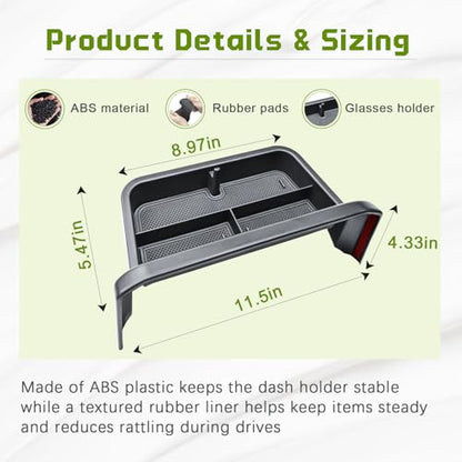 HGWEI Dash Storage Tray Compatible with 2021-2023 Nissan Rogue SL/Platinum Interior Accessories Center Console Dashboard Organizer Mount Holder Storage Tray Behind Screen (ONLY for 9 Inch), Black
