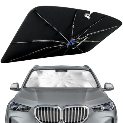 Windshield Sun Shade for BMW X5 2014-2026 with 360° Rotating Shaft, Custom Fit Umbrella Sunshade for UV Blocking, Interior Heat Protection, Easy Storage - size: Fit for BMW X5 2014-2026