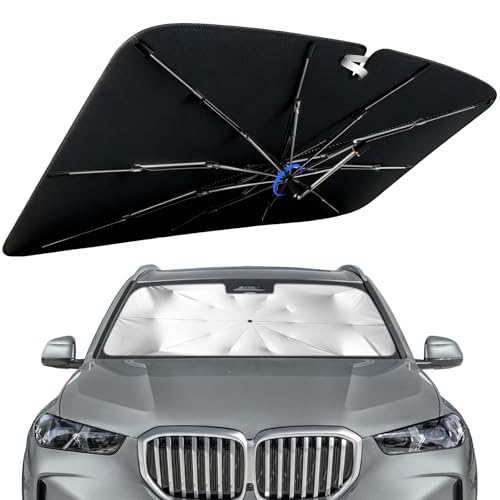 Windshield Sun Shade for BMW X5 2014-2026 with 360° Rotating Shaft, Custom Fit Umbrella Sunshade for UV Blocking, Interior Heat Protection, Easy Storage - size: Fit for BMW X5 2014-2026