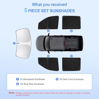 5pcs Car Window Shades for Chevrolet Silverado 2500 4WD LTZ 2020-2026 Accessories,Windshield Side Rear Full Sunshade,Sun Visor UV Blocking, Privacy Protection and Blackout for Camping Outdoor - size: for 2014-2019 Chevrolet/Chevy Silverado