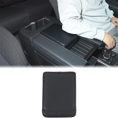 Aunginsy Armrest Hidden Storage Box Cover Lid Compatible with Toyota Tundra 2022 2023 2024 2025 2026, Car Center Console Organizer Tray Armrest Privacy Box Slot Cover Insert PU Leather Accessories - color: Black
