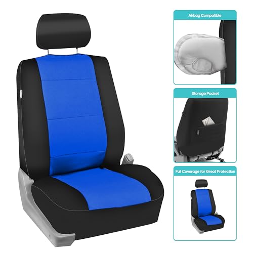 FH Group Car Seat Covers Three-Row 7 Seater Neoprene Waterproof Car Full Set Seat Covers, Airbag Ready and Split - Fit Most Car, Truck, SUVs, & Vans (Blue/Black) - color: Blue, style: 3 Row 7 Seater