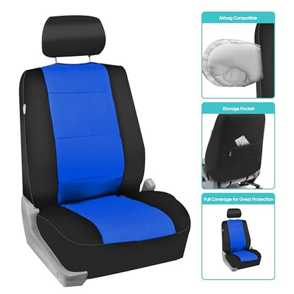 FH Group Car Seat Covers Three-Row 7 Seater Neoprene Waterproof Car Full Set Seat Covers, Airbag Ready and Split - Fit Most Car, Truck, SUVs, & Vans (Blue/Black) - color: Blue, style: 3 Row 7 Seater