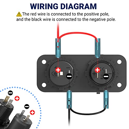 Cigarette Lighter Socket 12 Volt USB Outlet: PD 20W C and QC3.0 Car Port Aluminum Metal 12V Plug, 150W Charger Panel with Power Switch LED Voltmeter for Marine Boat RV Golf Cart - color: 2 in 1 - voltmeter