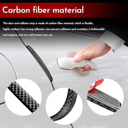 4PCS Car Door Anti-Collision Strip, Car Door Edge Guards, Carbon Fiber Auto Edge Guard Protection Trim, Auto Exterior Accessories Bumper Protector Strips Trim Cover Fit for Most Vehicles