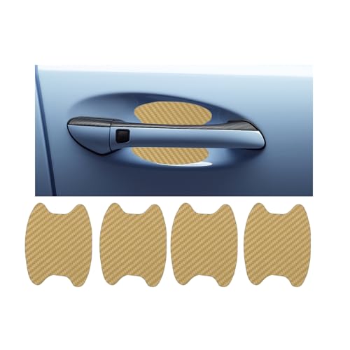 4PCS Carbon Fiber Car Door Handle Stickers, Anti-Scratches Vehicle Door Side Bowl Cup Handle Protective Film, Auto Exterior Paint Guard Decals Protecter,Car Accessories for SUV RV Truck(Gold) - color: Gold