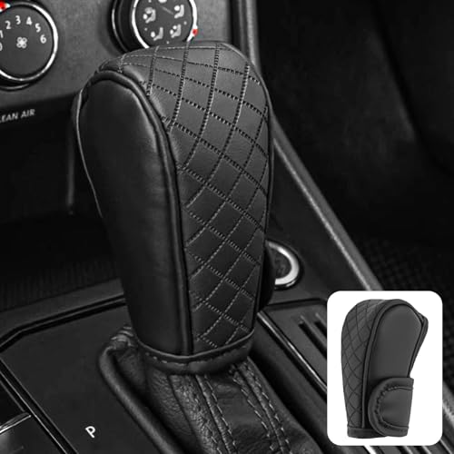 Gear Shifter Cover Stick Shift Knob Cover, Diamond PU Leather Anti-Slip Gear Shift Knob Protector Cover Universal Car Stylish Decorative Accessory for Cars,Trucks,SUVs Shift Lever(Black) - color: Black