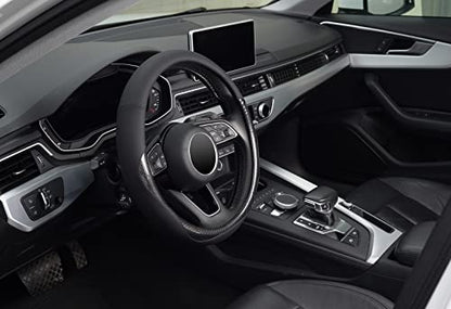 KAFEEK Carbon Fiber Steering Wheel Cover, Universal 15 inch Black,Anti-Slip, Odorless - color: Black-3, size: Standard Size[14.5"-15"]