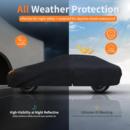 Car Cover Waterproof All-Weather,Outdoor Full Exterior Automobiles Sedan/Coupe (Length 179-185 inch) with Windshield Sun Shade Universal Fit Corvette C4 C5 C6 C7,Acura NSX etc - size: Fit Coupe Length 179-185 inch(3L-0)