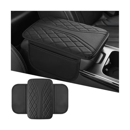 Mandark Car Center Console Cover, Leather Vehicle Armrest Cushion with 2 Storage Bags, Automotive Interior Arm Rest Seat Protection Box Pad Accessories, Universal for SUV, Sedan, Truck (Black) - color: Black