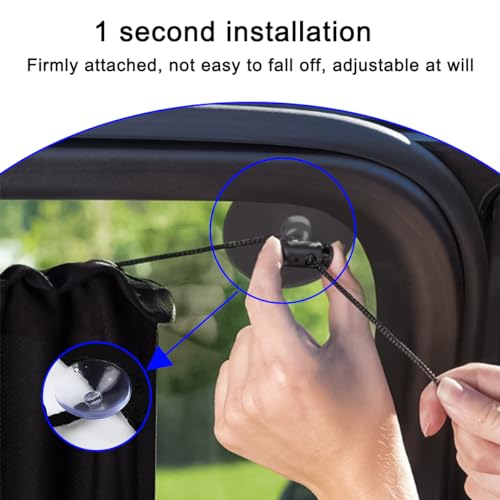 2PCS Car Side Window Sun Shades, Suction Cup Vehicle Sunshade Curtain with UV Rays Protection, Removable Auto Window Sunscreen for Protecting Privacy, Universal for SUV, Truck, RV